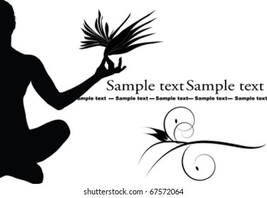 woman in yoga pose and flowers