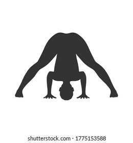 Woman in yoga pose graphic icon. Silhouette of a woman practicing yoga. Sign Isolated on the white background. Vector illustration
