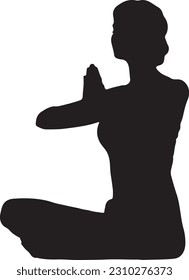 Woman in yoga pose graphic icon. silhouette of a woman practicing yoga. sign isolated on the white background. vector illustration