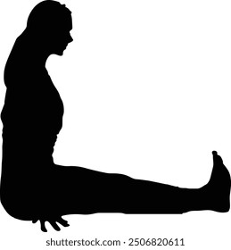woman Yoga pose  hand drawn vector silhouette, isolated white background