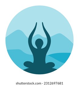 Woman yoga pose icon. Workout exercise.