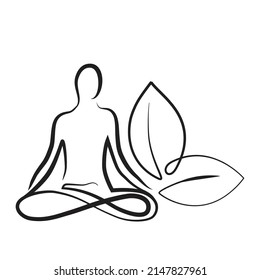 woman in yoga pose with leaves