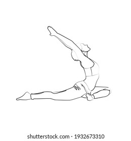 Woman Yoga Pose Meditation And Health Vector Illustration One Line