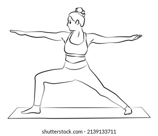 Woman Yoga Pose Outline Cartoon Vector Stock Vector (Royalty Free ...