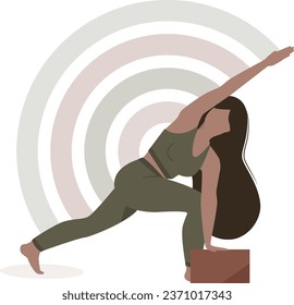 Woman in yoga pose with props