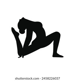 Frau Yoga Pose in Silhouette