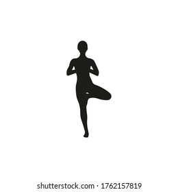 Woman in Yoga Pose, Silhouette. Vector Illustration.
