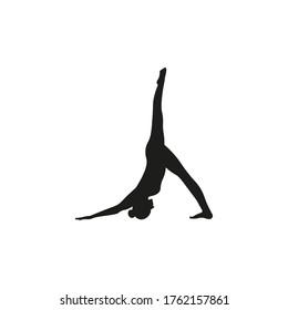 Woman in Yoga Pose, Silhouette. Vector Illustration.