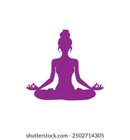 Woman Yoga Pose Silhouette Vector Illustration