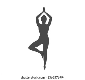 Woman yoga pose vector illustration. Meditation yoga icon.  Yoga pose icon. 