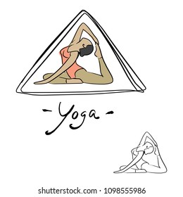 woman yoga poses in triangle vector illustration sketch doodle hand drawn with black lines isolated on white background