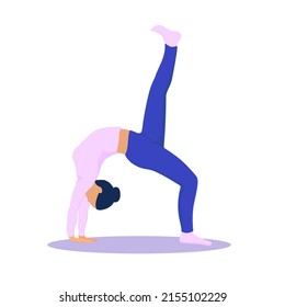 Woman in yoga poses. Vector illustration in cartoon style.