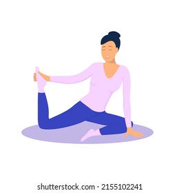 Woman in yoga poses. Vector illustration in cartoon style.