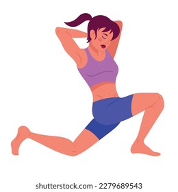 woman in yoga position character