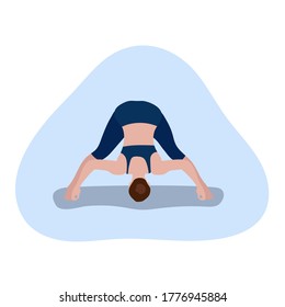 Woman in yoga position. The idea of an active and healthy lifestyle, the concept of time management. Workout for a flexible body. Vector flat illustration. Design for website design, guide, flyers