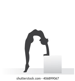 Woman in yoga position. Silhouette. Perfect cards for any other kind of design, birthday and other holiday, kaleidoscope, medallion, yoga, india, arabic. Vector illustration.