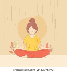 woman yoga pranayama, fit and relaxation relief  