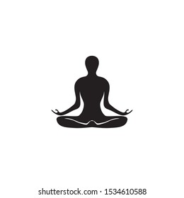 Woman yoga  silhouette character illustration logo icon vector