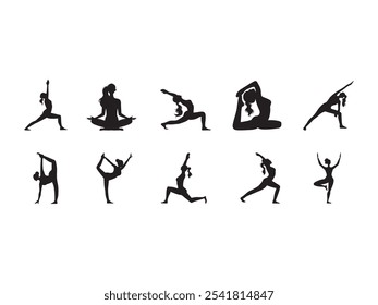 Woman Yoga Silhouette Element Set  