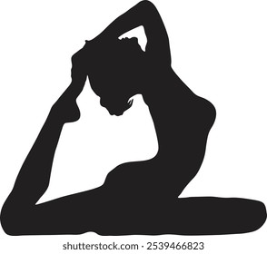 Woman Yoga Silhouette in Flat Design. Vector Illustration