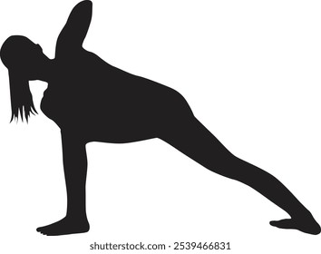 Woman Yoga Silhouette in Flat Design. Vector Illustration