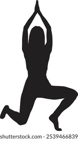 Woman Yoga Silhouette in Flat Design. Vector Illustration