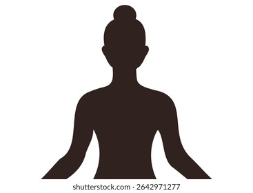 Woman yoga silhouette on transparent background. Figure meditation for health and wellness. Concept of inner peace and mind body balance.