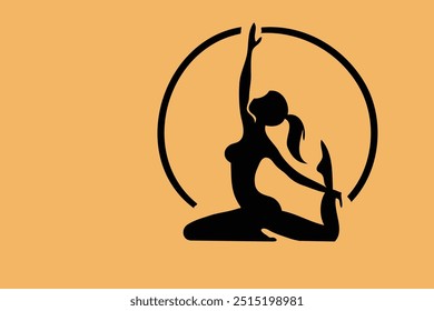 Woman yoga silhouette with the sun in the background vector design woman doing yoga and banner design for international yoga day