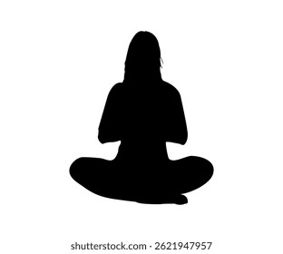 Woman Yoga Silhouette Vector Meditation Pose Clip art for Wellness and Fitness Design