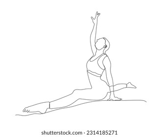 woman yoga workouts Continuous line drawing. slim girl in yoga line art vector. Body care line art drawing