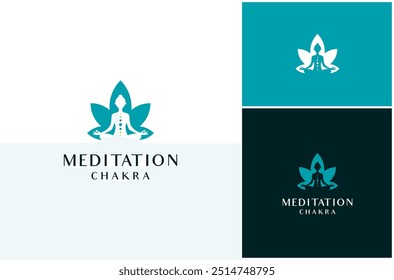 Woman Yoga Zen Meditation Chakra Reiki Spirituality Relaxation Vector Logo Design Illustration