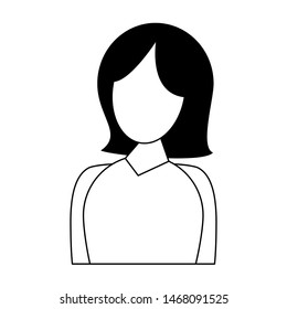woman young blondie female person without face upper body cartoon vector illustration graphic design