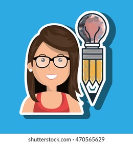 woman young idea icon vector illustration graphic