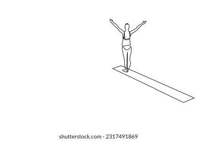 woman young pool board jump sport summer lifestyle line art