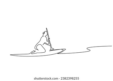 woman young relax kayak canoe boat activity water sport lifestyle line art design