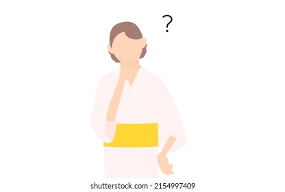 Woman in yukata, Have doubts