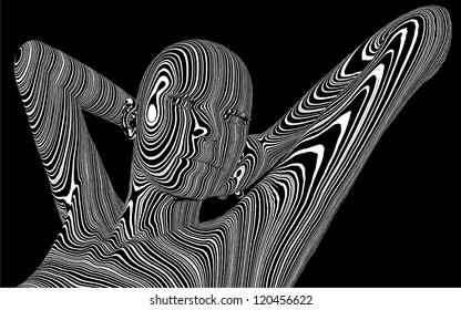 Woman In Zebra Skin Pattern Vector 02
