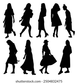 woman2walking silhouette Drawing Shape Vol 05