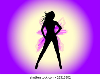 woman-butterfly. Vector. Without mesh.
