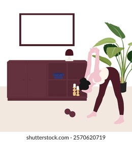 Womand Doing Home Workout Stretching with Hands Clasped