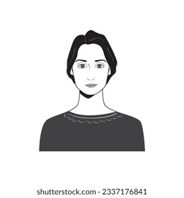 Woman-face avatar portraits vector illustration with a simple design in black and white style. You can use it for any project, and it's easy to edit color.
