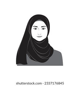 Woman-face avatar portraits vector illustration with a simple design in black and white style. You can use it for any project, and it's easy to edit color.