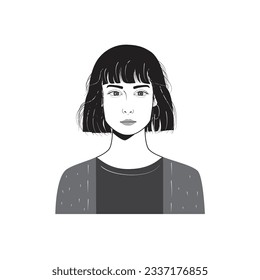 Woman-face avatar portraits vector illustration with a simple design in black and white style. You can use it for any project, and it's easy to edit color.