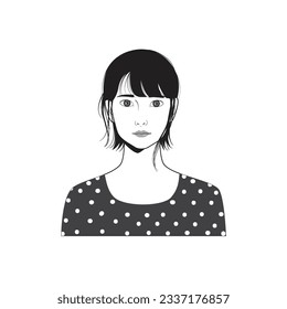 Woman-face avatar portraits vector illustration with a simple design in black and white style. You can use it for any project, and it's easy to edit color.