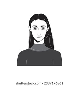 Woman-face avatar portraits vector illustration with a simple design in black and white style. You can use it for any project, and it's easy to edit color.