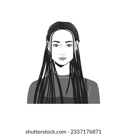 Woman-face avatar portraits vector illustration with a simple design in black and white style. You can use it for any project, and it's easy to edit color.