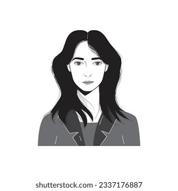 Woman-face avatar portraits vector illustration with a simple design in black and white style. You can use it for any project, and it's easy to edit color.