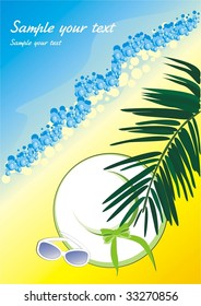 Womanish hat and glasses. Summer - a pore to rest. Vector