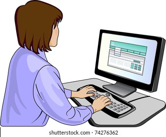 Woman-programmer near computer
