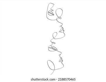 Womans abstract face continuous  one line drawing. Female portrait minimalist style. Modern minimal print. Trendy Illustration for cosmetics. Continuous line art. Fashion minimal print. beauty logo. 